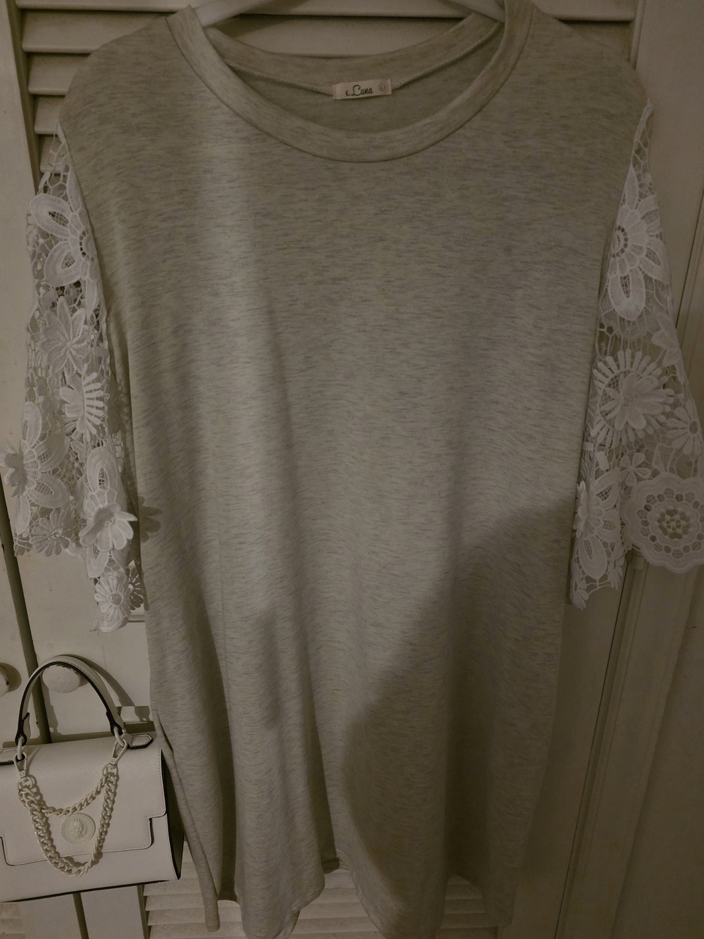 Lace-Sleeve Gray Mini Dress - Casual Chic
